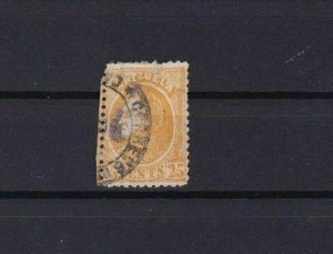 VENEZUELA 1880 25c YELLOW  USED STAMP  REF 6218