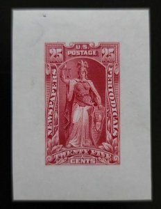 Newspapers & Periodicals, U.S. Postage 25c PR106TC1ae Essay Proof, Deep Red