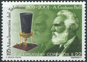 Uruguay #1903 Bell Telephone Invention 22p Postage Stamp Latin America 2001 MLH