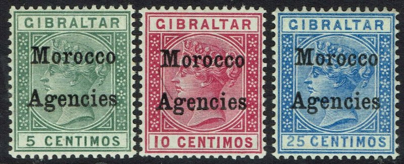 MOROCCO AGENCIES 1899 QV 5C,10C AND 25C 