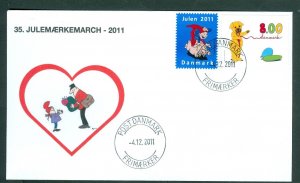 Denmark Cover. 2011 Postman “Christmas Seal Walk # 35. 8 Kr.Santa, Riding On Pig