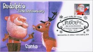 2014, Rudolph theRed-nosed Reindeer,  B/W Pictorial FDC, Santa, 14-213