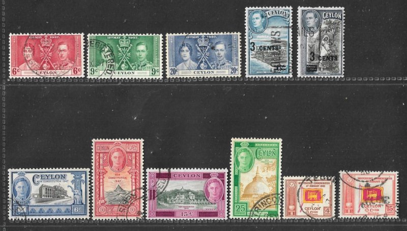 CEYLON 1937 - 1954 FINE USED COLLECTION OF SETS + EXTRAS Cat £26+