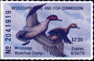 MISSISSIPPI #3 1978 STATE DUCK GREEN WINGED TEAL  by John Reimers