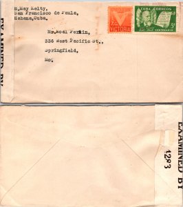 1944 Cuba (Havana) to United States + US Censor Tape #1283 ( Postal History )...