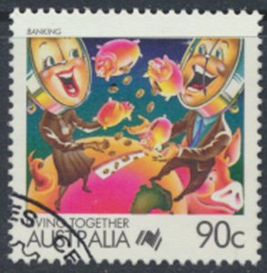 Australia SG 1134 Used Living Together Banking SC# 1076 w/fd cancel see scan