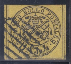 ITALY - PONTIFICIO Sassone n. 5Aa giallo vivo - fine margins used