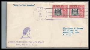 Fiji 1941 COVER First Transpacific Airmail Suva to Los Angeles