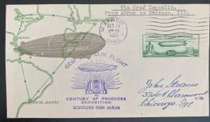 1933 USA LZ 127 Graf Zeppelin cover To Century Of Progress Exhibition #C18