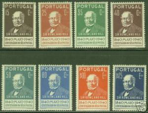 Portugal Scott 595-602 Complete Rowland Hill Set CV $49.20 MH*