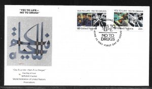 United Nations NY 497-498 No to Drugs WFUNA Cachet FDC First Day Cover