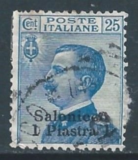 Italy-Salonika #4 Used 25c Victor Emmanuel III Issue Ovptd. Salonicco & Sur...