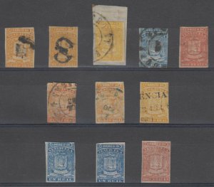 VENEZUELA 1859-62 Sc 1-6 Yvert 1-3 (11x) FULL SETS SHADES UNUSED & USED €713.00 