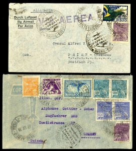 1934 & 1935 BRAZIL CONDOR LUFTNANSA  (X2) To Germany & Switzerland