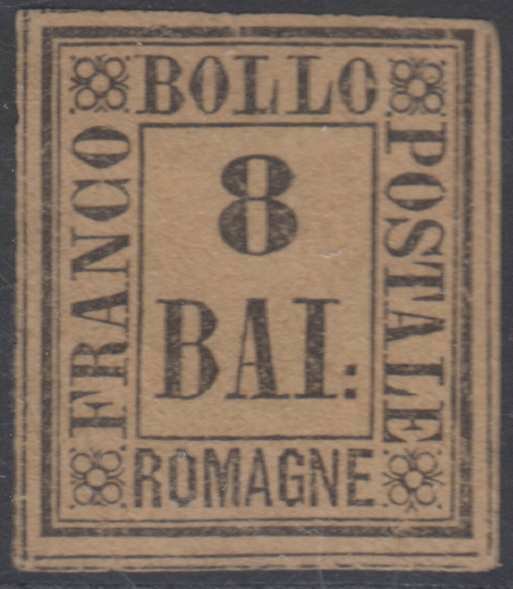 ITALY ROMAGNA 1859 Sc 8 KEY VALUE PLATE FLAW FORGERY UNUSED F,VF (CV$210) 