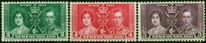 Newfoundland 1937 Coronation Set of 3 SG254-257 V.F MNH