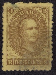 Sarawak #1 Three Cents *Minor Fault* ~jm-0185