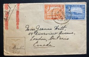 1944 Royal Canadian Air Force Aden Censores Airmail Cover To London Canada