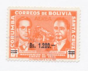Bolivia 1960 Scott C227 used -  1200b on 10b, Presidents of Bolivia & Argentina