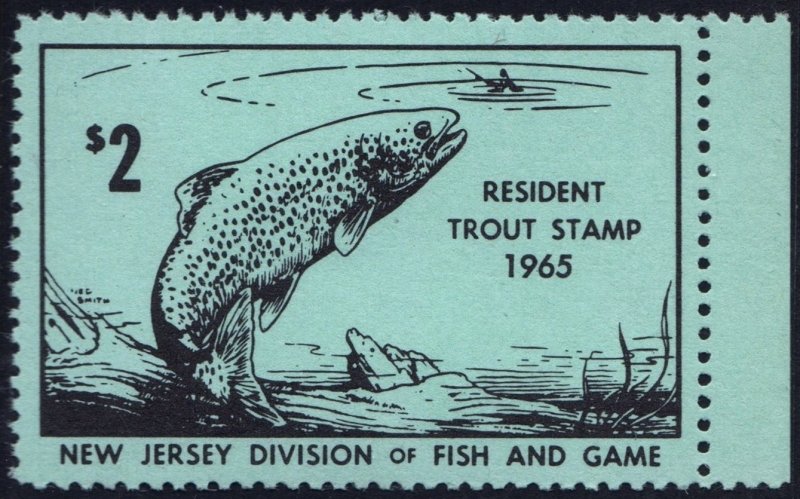 New Jersey Resident Trout Fishing License Stamp (1965) MNH