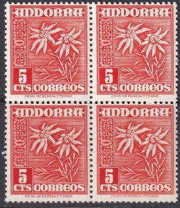 Andorra Spanish 1953 Sc 38 block MNH**