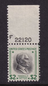 1938 $2 PREXY Sc 833 MNH OG plate number Presidential Series, Hebert CV $50 (PA