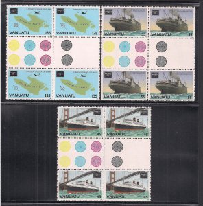 VANUATU SC# 419-21 GUTTER BKS  FVF/MNH