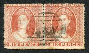 Grenada SG6a 6d Rose wmk Small Star (SIDEWAYS) Rough Perf 14 to 16 Cat 160++ 