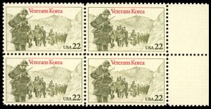 US Scott 2152 VF/MNH Block - 1985 22¢ Korean War Veterans - P.O. Fresh