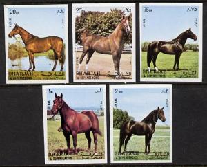 Sharjah 1972 Horses imperf set of 5 unmounted mint (Mi 10...