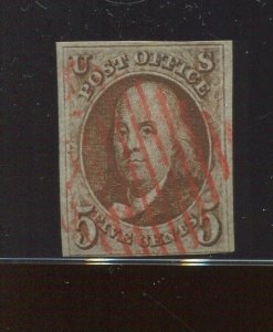 1 Franklin Pos 80R TYPE A Double Transfer Variety Stamp with Saadi Cert (Bz 933)
