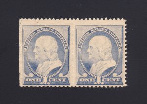 Scott #212 1c Blue Pair with BLIND PERFS - Mint OG NEVER HINGED