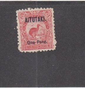 AITUTAKI (MK2656)  # 5  VF-MH  6p  1903  KIWI /O/PRINT ONO PENE CAT VALUE $33