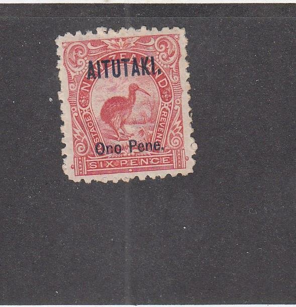 AITUTAKI (MK2656)  # 5  VF-MH  6p  1903  KIWI /O/PRINT ONO PENE CAT VALUE $33