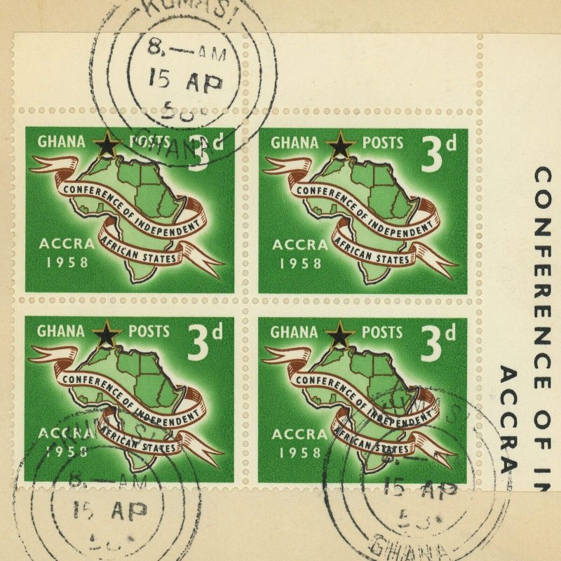 Ghana #22 African States Independence Conference FDC First Day Cover 1958 Kumasi