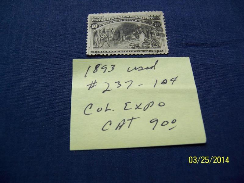 1893 #237 10c COLUMBIAN EXPO $9.00