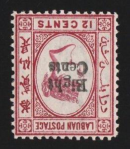 LABUAN 1881 'Eight Cents' on QV 12c carmine, error wmk INVERTED & REVERSED.