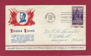 1940 3c THIRTEENTH AMENDMENT #902-M2, FDC, Linprint