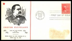 1938 Presidential Series Prexy Sc 827-2 Cleveland, iwith Linprint cachet (DM
