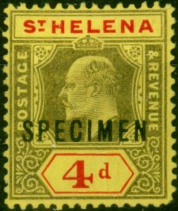 St Helena 1908 4d Black & Red-Yellow Specimen SG66s Fine MM