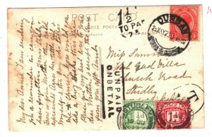 South Africa Card Durban UNDERPAID GB Warwicks Postage Dues TAXE 1923 PB197