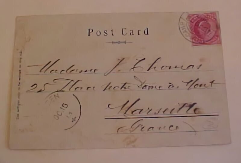 ADEN  CAMP on CARD QUARANTINE ISLAND 1903 OCT 15 TO FRANCE