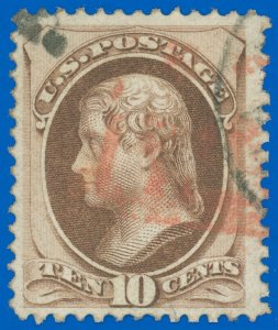 US SCOTT #150, Used-VF with Indeterminate Red & Black Cancels, SCV $40.00!