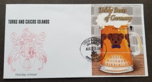 *FREE SHIP Turks & Caicos 100th Teddy Bears Of Germany 2003 Beer (FDC) *see scan