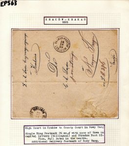 POLAND Galicia AUSTRIA Cover Kraków Stradom HIGH COURT Nowy Targ 1889 EP563