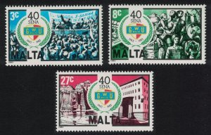 Malta 40th Anniversary of General Workers' Union 3v 1983 MNH SG#722-724