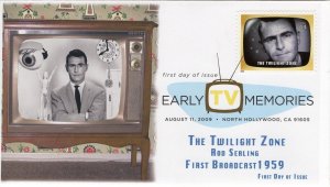 AO-4414s-1, 2009, Early TV Memories, FDC, Add-on Cachet, Digital Color Postmark,