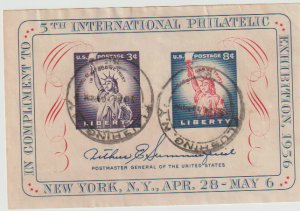 US Scott # 1075 Fipex Philatelic Exhibition Statue of Liberty Souvine Sheet Used