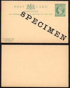 Gibraltar HG23 1/2d Green Reply Card opt SPECIMEN