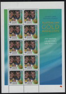 AUSTRALIA, 1899, MNH, SHEET OF 10,2000,  AUSTRALIAN GOLD MEDALISTS 2000 OLYMPICS